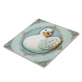 Mint Blauw Wit Schattige Rubber Ducky Duck Badkame Tegeltje (Zijkant)