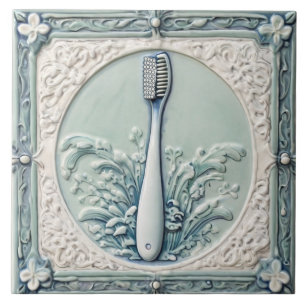 Mint Blauw Wit Tandenborstel Grappige Tandarts Bad Tegeltje