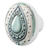 Mint Blauw & Wit Water Drop Teardrop Badkamer Keramische Knop (Rechts)