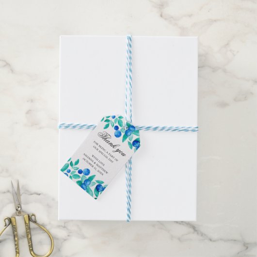 Mint blauwe bruiloft dank u. bosbes cadeaulabel (Met Touw)