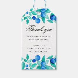 Mint blauwe bruiloft dank u. bosbes cadeaulabel