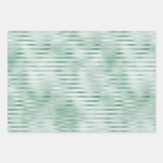 Mint Blauwe Champagne Gouden Strepen Inpakpapier Vel (Voorkant)