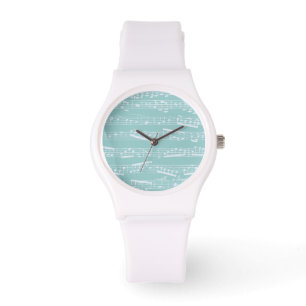 Mint blauwe muzieknoten horloge