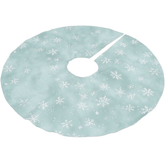 Mint Blauwe Sneeuwvlokken Kerst Kerstboom Rok (Gekanteld)