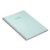 Mint Blauwe Streep Design Kleine Initialen Monogra Notitieboek (Rechterzijde)