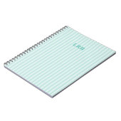 Mint Blauwe Streep Design Kleine Initialen Monogra Notitieboek (Linkerzijde)