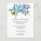 Mint & Blauwe Waterverf Boho Bruiloft Gast Details Informatiekaartje (Voorkant)