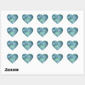 Mint Blauwgroen Aqua Sparkle Mermaid Glitter Hart Sticker (Vel)