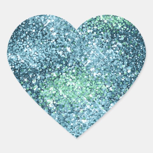Mint Blauwgroen Aqua Sparkle Mermaid Glitter Hart Sticker (Voorkant)