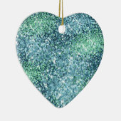 Mint Blauwgroen Aqua Sparkle Mermaid Glitter Keramisch Ornament (Rechts)