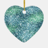 Mint Blauwgroen Aqua Sparkle Mermaid Glitter Keramisch Ornament (Voorkant)