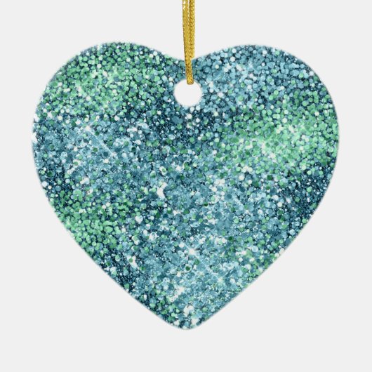 Mint Blauwgroen Aqua Sparkle Mermaid Glitter Keramisch Ornament (Voorkant)