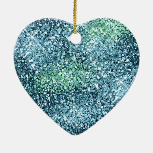 Mint Blauwgroen Aqua Sparkle Mermaid Glitter Keramisch Ornament (Achterkant)