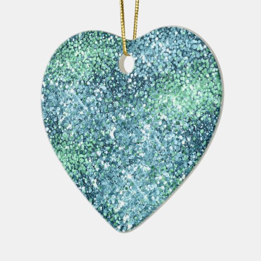 Mint Blauwgroen Aqua Sparkle Mermaid Glitter Keramisch Ornament (Links)