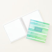 Mint Blauwgroen Blauw Schetsboek Ombre Stripes met Notitieboek (Binnen)
