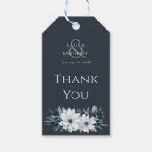 Mint Blauwgroen Bloemen Dank u Cadeau Label Cadeaulabel (Voorkant)