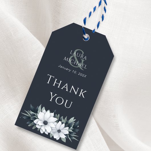 Mint Blauwgroen Bloemen Dank u Cadeau Label Cadeaulabel