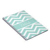 Mint Blauwgroen Chevron - Aangepaste naam Notitieboek (Rechterzijde)