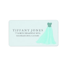 Mint Blauwgroen Glitter Dress Gown Address Label