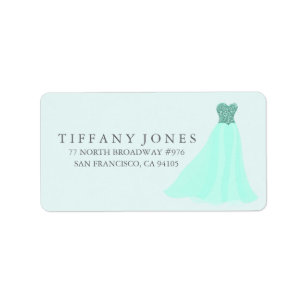 Mint Blauwgroen Glitter Dress Gown Address Label
