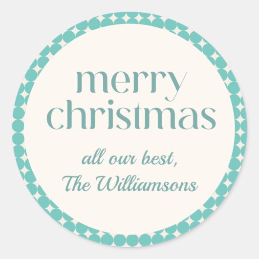  Mint Blauwgroen Groene Geometrische Stippen Aange Ronde Sticker (Voorkant)