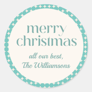 Mint Blauwgroen Groene Geometrische Stippen Aange Ronde Sticker