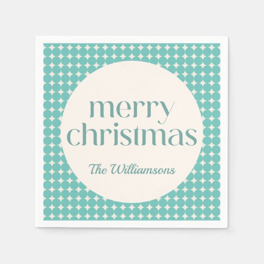  Mint Blauwgroen Groene Geometrische Stippen Aange Servet (Voorkant)