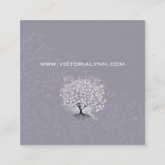 Mint Blauwgroen Heart Leaf Tree Boho Floral and Fe Vierkante Visitekaartje (Achterkant)