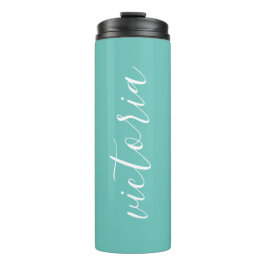 Mint Blauwgroen Monogram Thermal Tumbler Thermosbeker