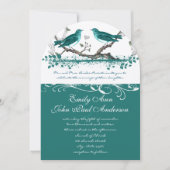 Mint Blauwgroen Romantic Rustic Love Bird Wedding Kaart (Voorkant)