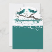 Mint Blauwgroen Romantic Rustic Love Bird Wedding Kaart (Achterkant)