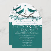 Mint Blauwgroen Romantic Rustic Love Bird Wedding Kaart (Voorkant / Achterkant)