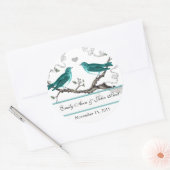 Mint Blauwgroen Romantic Rustic Love Bird Wedding Ronde Sticker (Envelop)