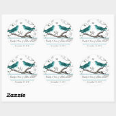 Mint Blauwgroen Romantic Rustic Love Bird Wedding Ronde Sticker (Vel)