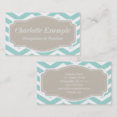Mint Blauwgroen White Tan Chevron Personal Visitekaartje (Voorkant / Achterkant)