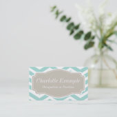 Mint Blauwgroen White Tan Chevron Personal Visitekaartje (Staand voorkant)