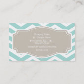 Mint Blauwgroen White Tan Chevron Personal Visitekaartje (Achterkant)