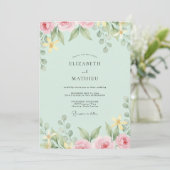 Mint Bleke Blush Bladerige Trouw Kaart (Staand voorkant)