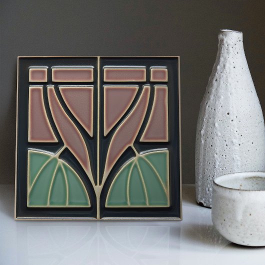 Mint Bloem Midden-Eeuw Symmetrie Kunst en Ambachte Tegeltje