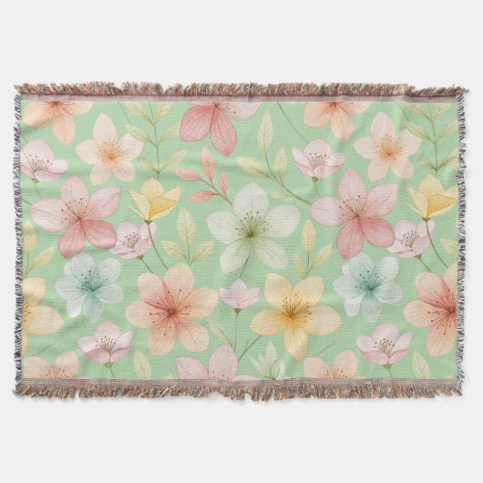 Mint Bloemen Gooi Deken (Voorkant)