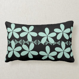 Mint Bloemen Zwart Kussen