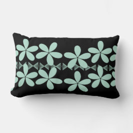 Mint Bloemen Zwart Kussen