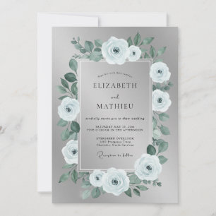 Mint Bloom Bruiloft Kaart