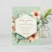Mint Blossom Whimsical Wedding Kaart (Staand voorkant)