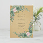 Mint Blozen Weelderige Bloeiende Bruiloft Kaart (Staand voorkant)