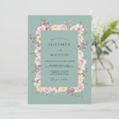 Mint Blozende Bloemboog Bruiloft Kaart (Staand voorkant)
