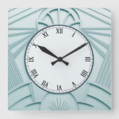 Mint Blue Art Deco Clock - Stijlvolle Abstracte li Vierkante Klok (Voorkant)