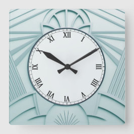 Mint Blue Art Deco Clock - Stijlvolle Abstracte li Vierkante Klok