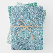 Mint Blue Blauwgroen Ombre Sparkle Glitter Inpakpapier Vel (In situ)