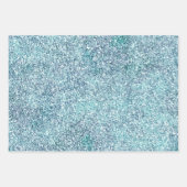 Mint Blue Blauwgroen Ombre Sparkle Glitter Inpakpapier Vel (Voorkant)
